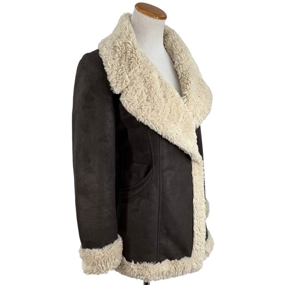 Vintage Vakko Penny Lane Faux Suede Shearling Coat 70s Boho Afghan Y2K Noughties - Picture 7 of 16